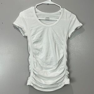 Athleta White T Shirt w Ruching
